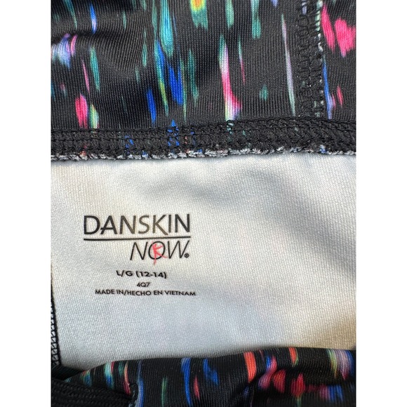 Danskin Now Capri Leggings Women L Black Multi Color Fitted Yoga Pants - Picture 3 of 11